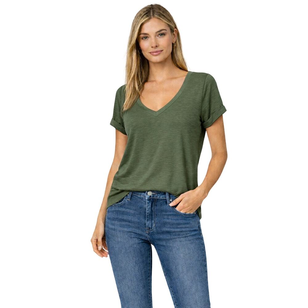 Banana Republic Timeless Olive Green V-Neck T-Shirt Size Large